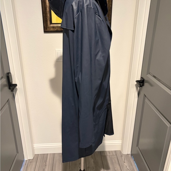 Rains Mens Navy Rain Trench Jacket with Hood - Picture 2 of 5